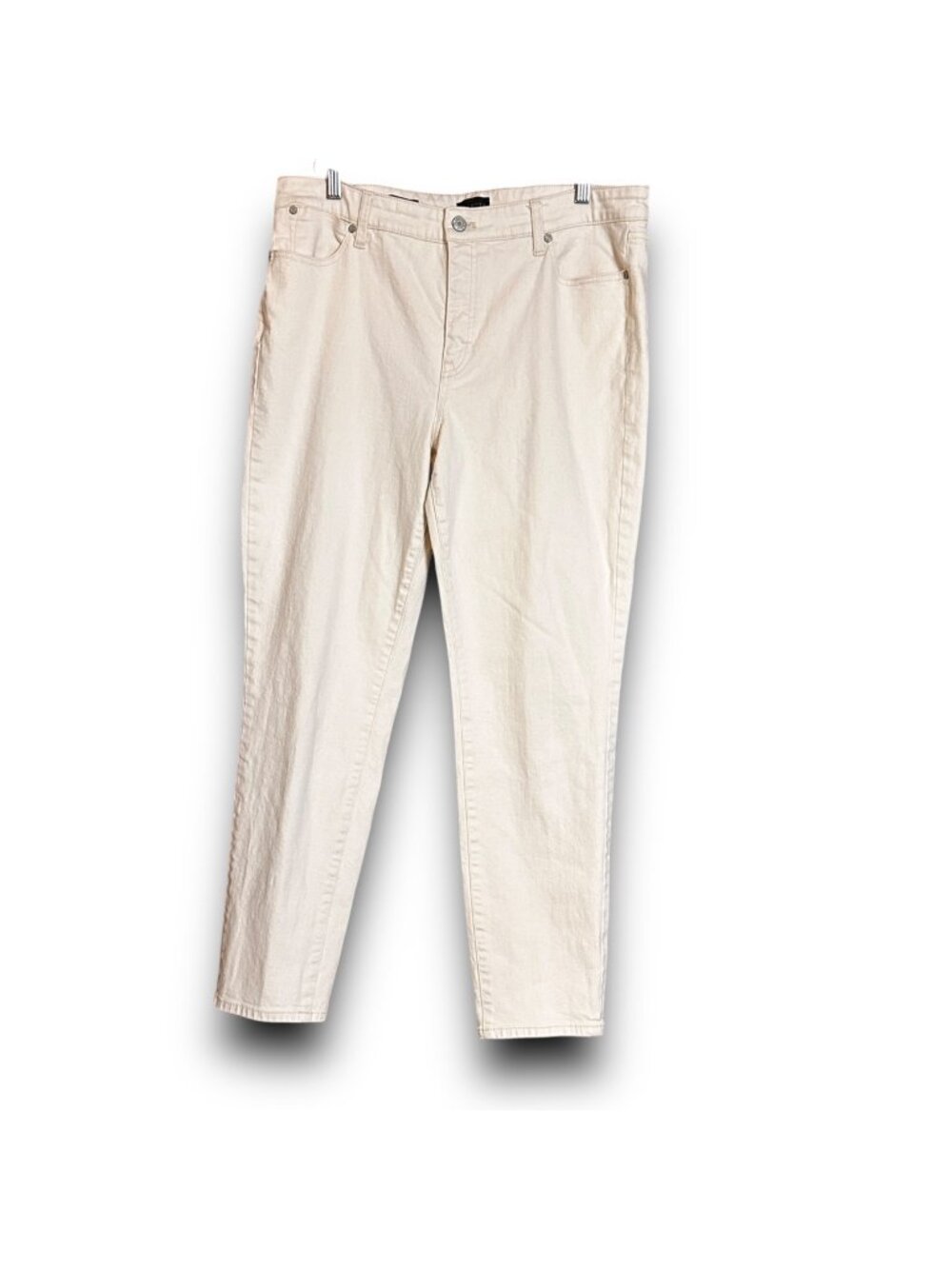 Talbots Womens Slim Ankle Jeans Size 14 Cream Cotton Blend Casual Pants